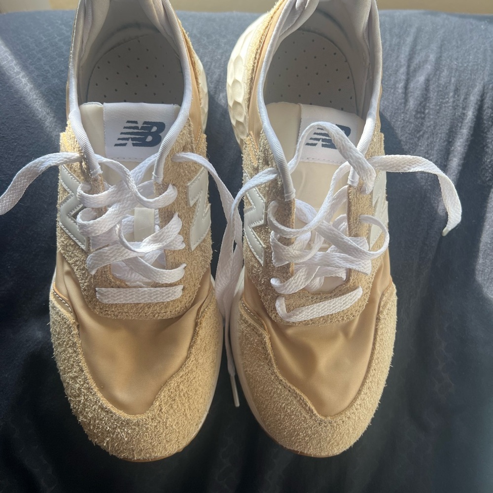 New Balance Women's Beige and White Sneakers